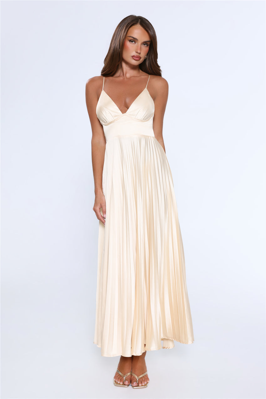 Elegance Found Pleated Maxi Dress Yellow