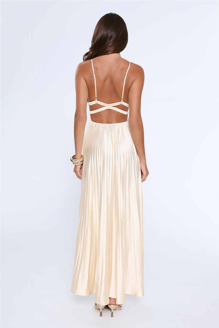 Elegance Found Pleated Maxi Dress Yellow