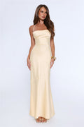 Evening Energy Satin Maxi Dress Yellow