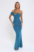 Contemporary Glow Off Shoulder Maxi Dress Teal