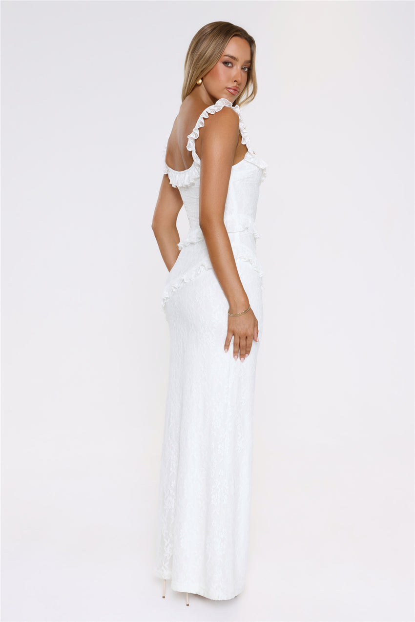 Golden Dusk Lace Maxi Dress White