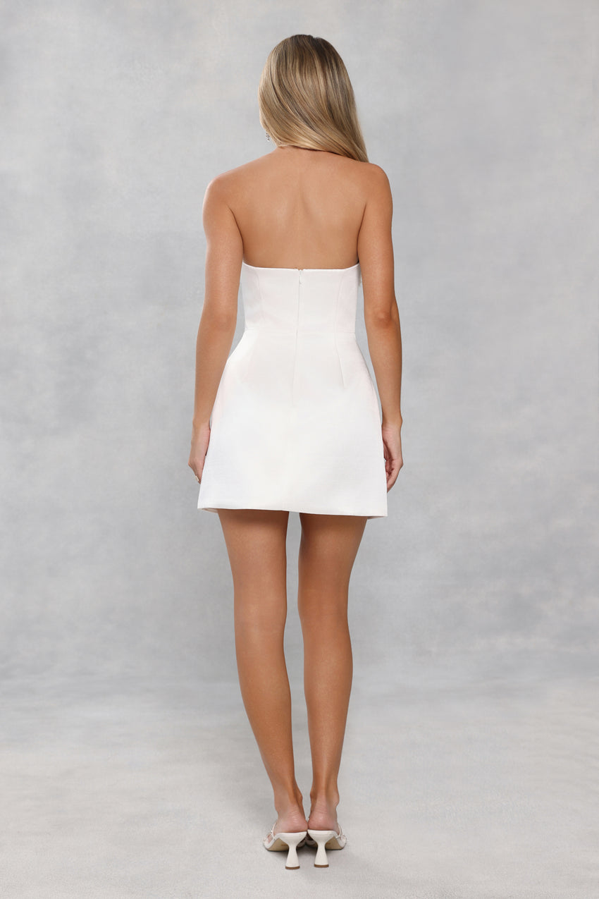 Dusk Desire Strapless Embellished Mini Dress White