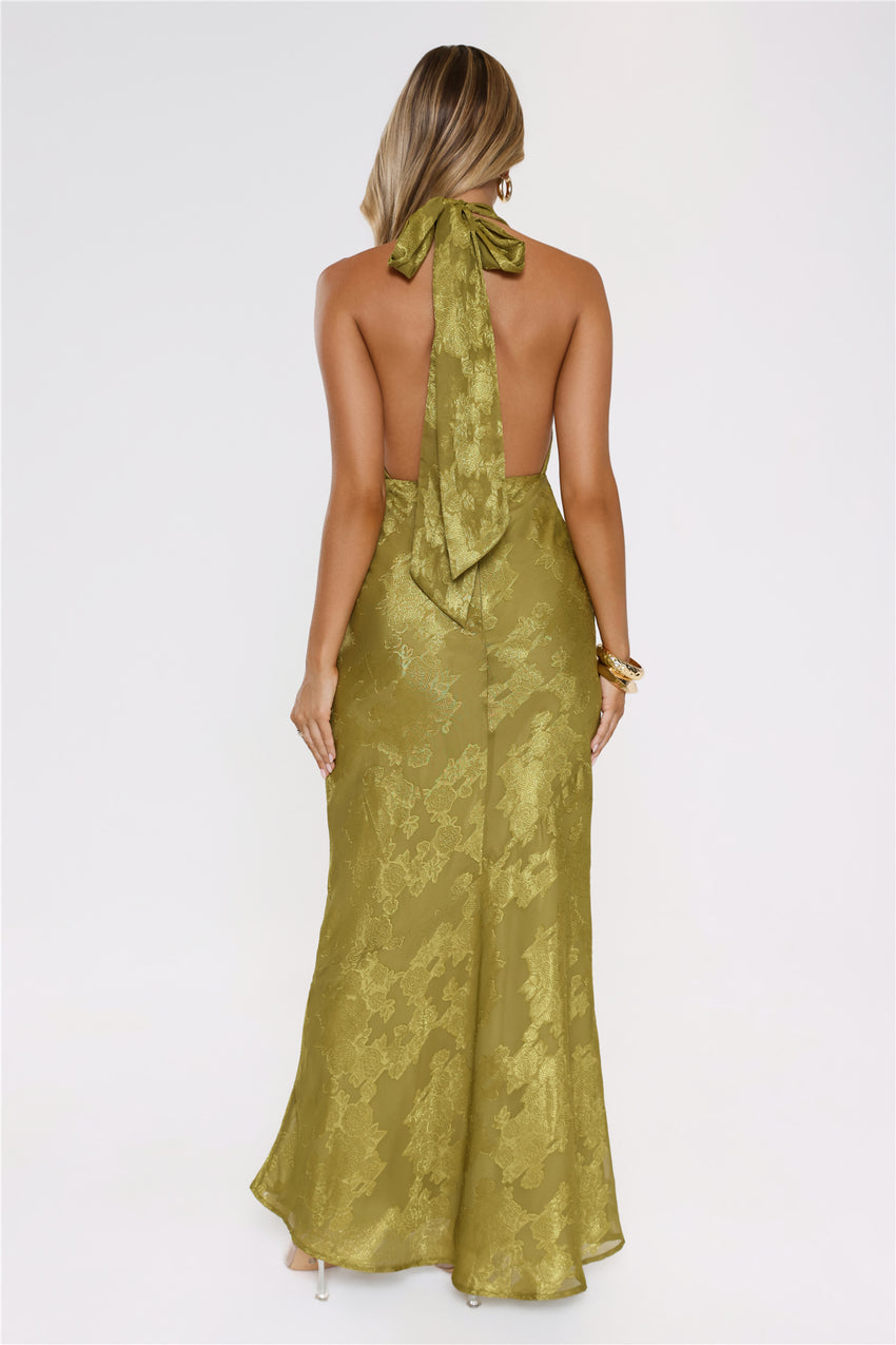 Moodboard Energy Halter Maxi Dress Olive