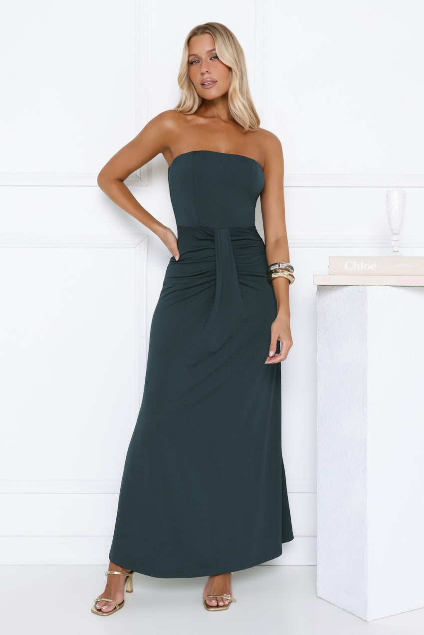 Cool Girl Agenda Strapless Maxi Dress Teal