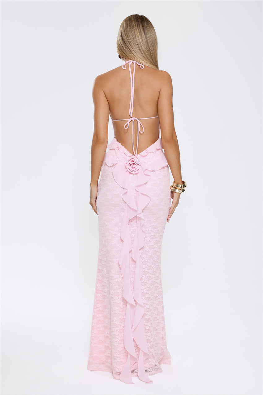 Aurora Serenade Halter Maxi Dress Pink