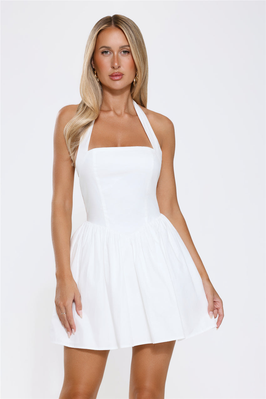 Dress Rehearsal Halter Mini Dress Off White