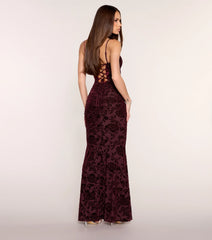 Aileen Floral Velvet Burnout Mermaid Dress