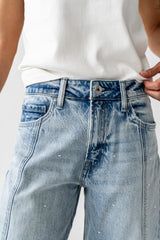 Kessie Rhinestone Barrel Jeans