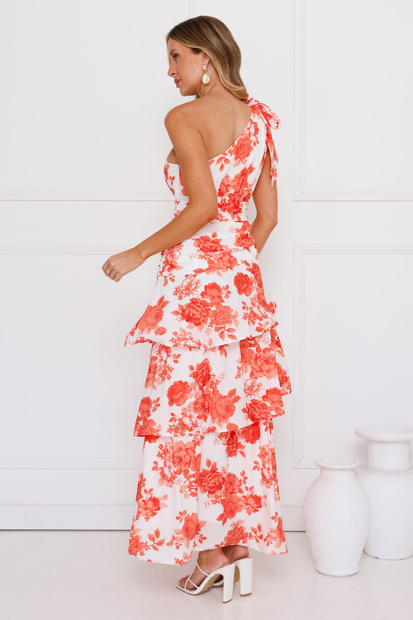 Kehlani One Shoulder Maxi Dress Orange