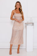 High Shine Set Sequin Midi Dress Gold