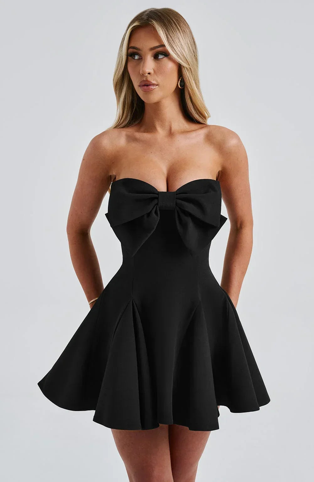 Holly – Strapless Playsuit With Bow Detail