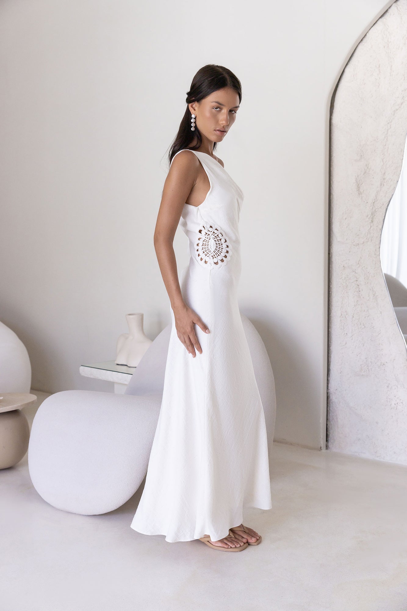 Moonlight Dancer Off Shoulder Maxi Dress Cream