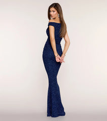 Monique Glitter Ruched Mermaid Formal Dress