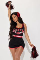 USA Cheer Babe 4 Piece Costume Set - Black/Red