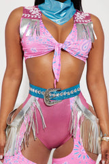 Spaced Out Cowgirl 5 Piece Costume Set - Pink/combo