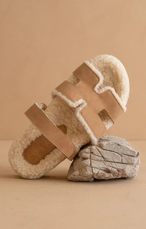 Adelene Sherpa Lined H-Strap Sandal