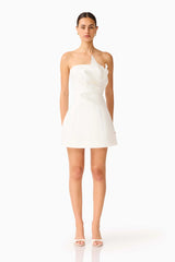 Laurentia Floral Applique Mini Dress in White