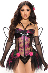 Naughty Fairy 5 Piece Costume Set - Black/combo