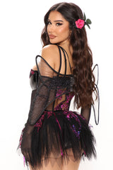 Naughty Fairy 5 Piece Costume Set - Black/combo