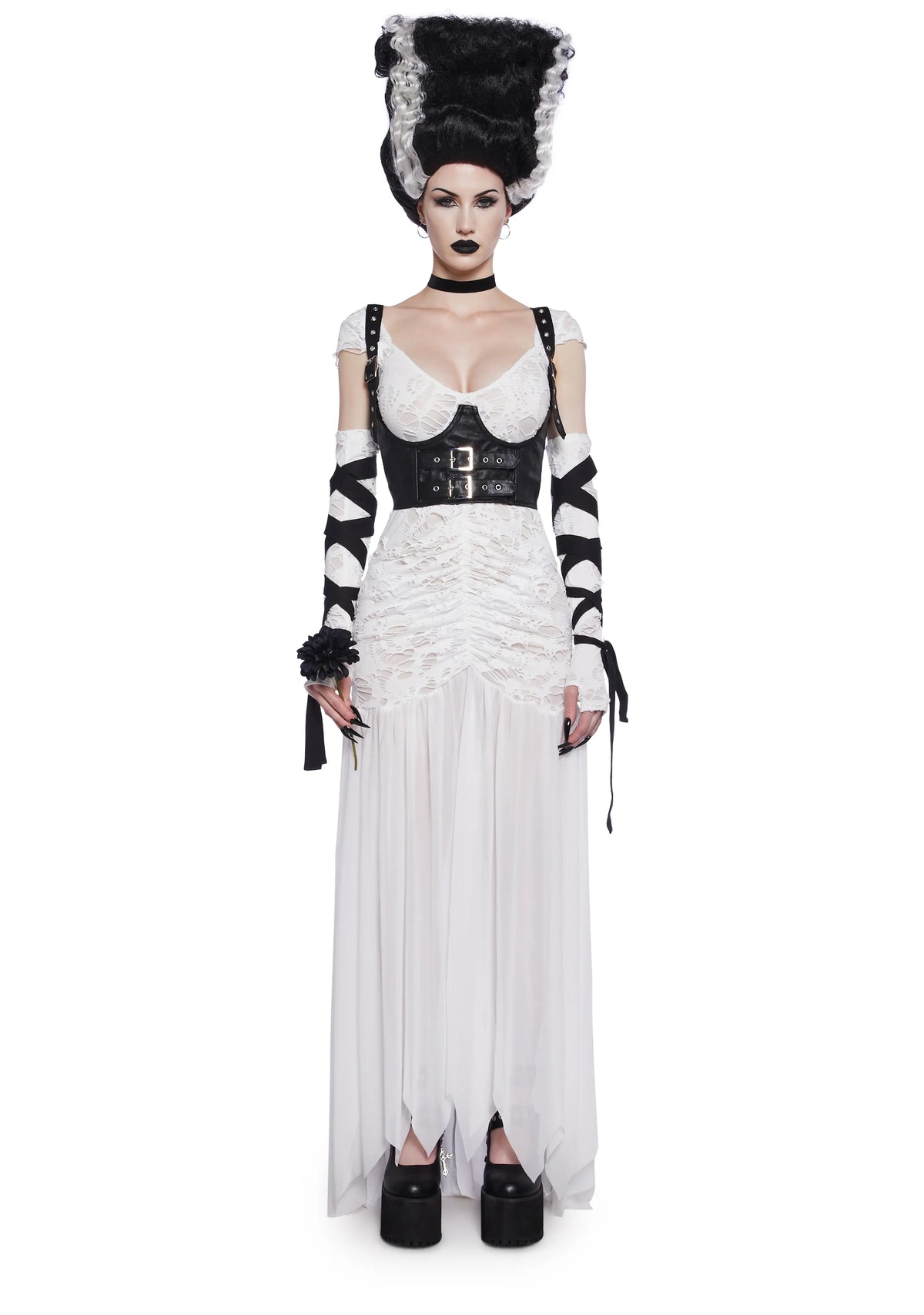 Reanimated Bride Premium Costume And Wig Set