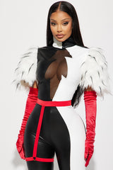 Keep It Cruel Jumpsuit 4 Piece Costume Set - Black/White