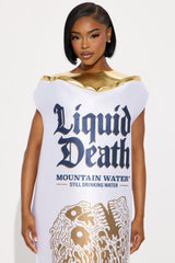 Liquid Death Still Water Can Costume - White/combo