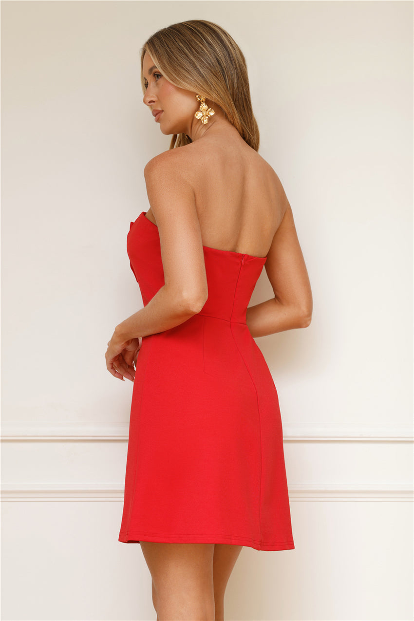 Coquette Aesthetic Strapless Mini Dress Red