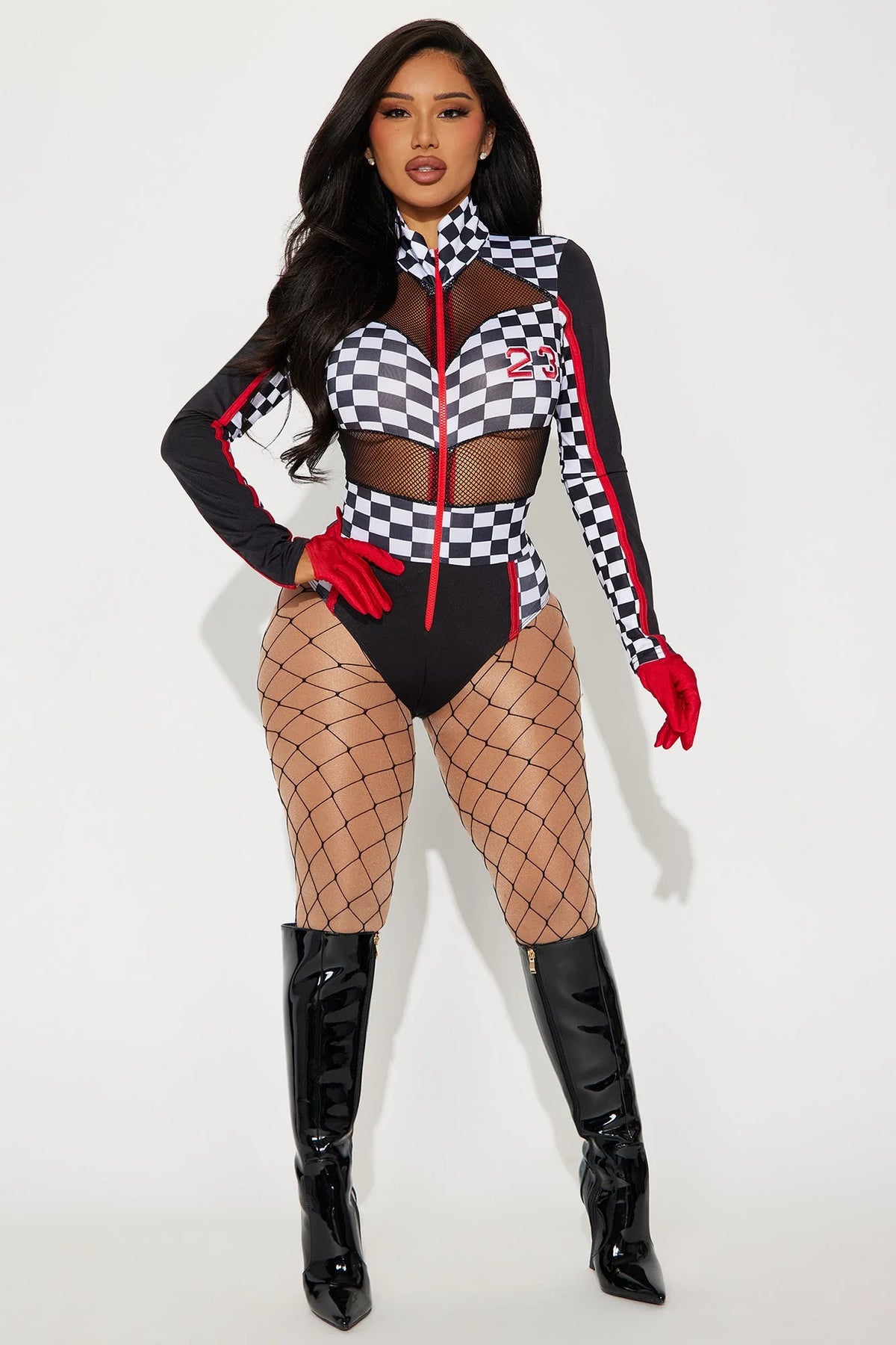 Race To Win Racer 2 Piece Costume Set - White/combo