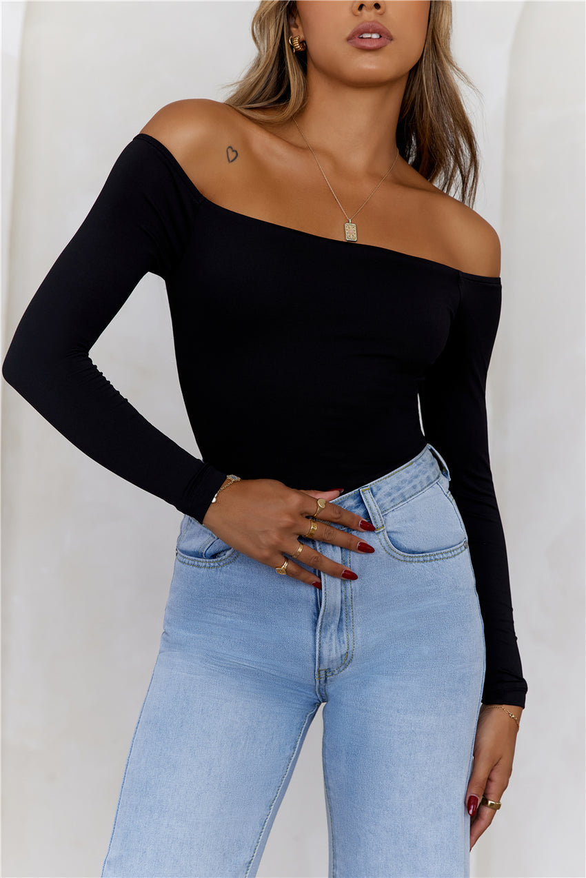 BASE  Flawless Off Shoulder Long Sleeve Top Black