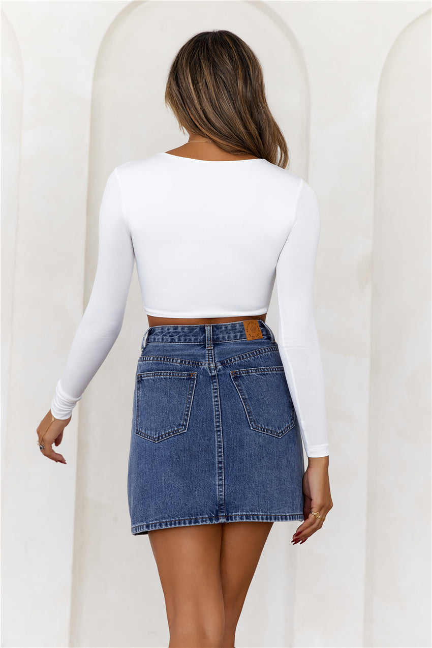BASE Errands All Day Long Sleeve Crop Top White