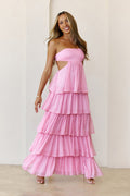 Luxe Mode Strapless Maxi Dress Pink