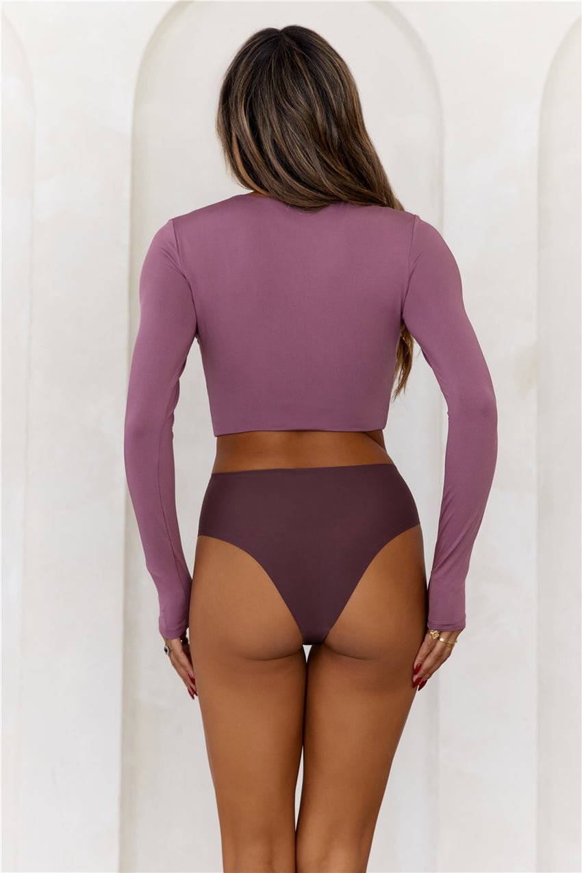 BASE  Errands All Day Long Sleeve Crop Top Mauve