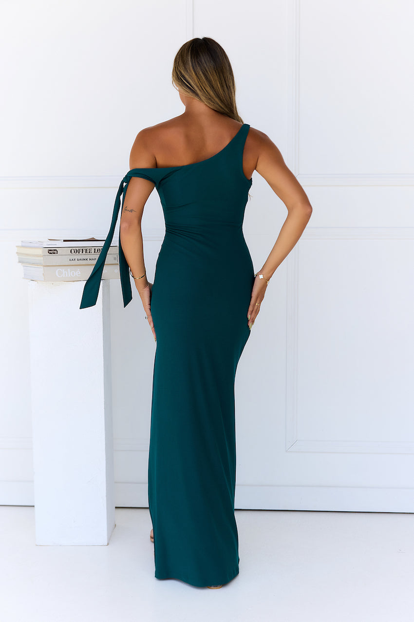 Fashion Standard Off Shoulder Maxi Dress Green