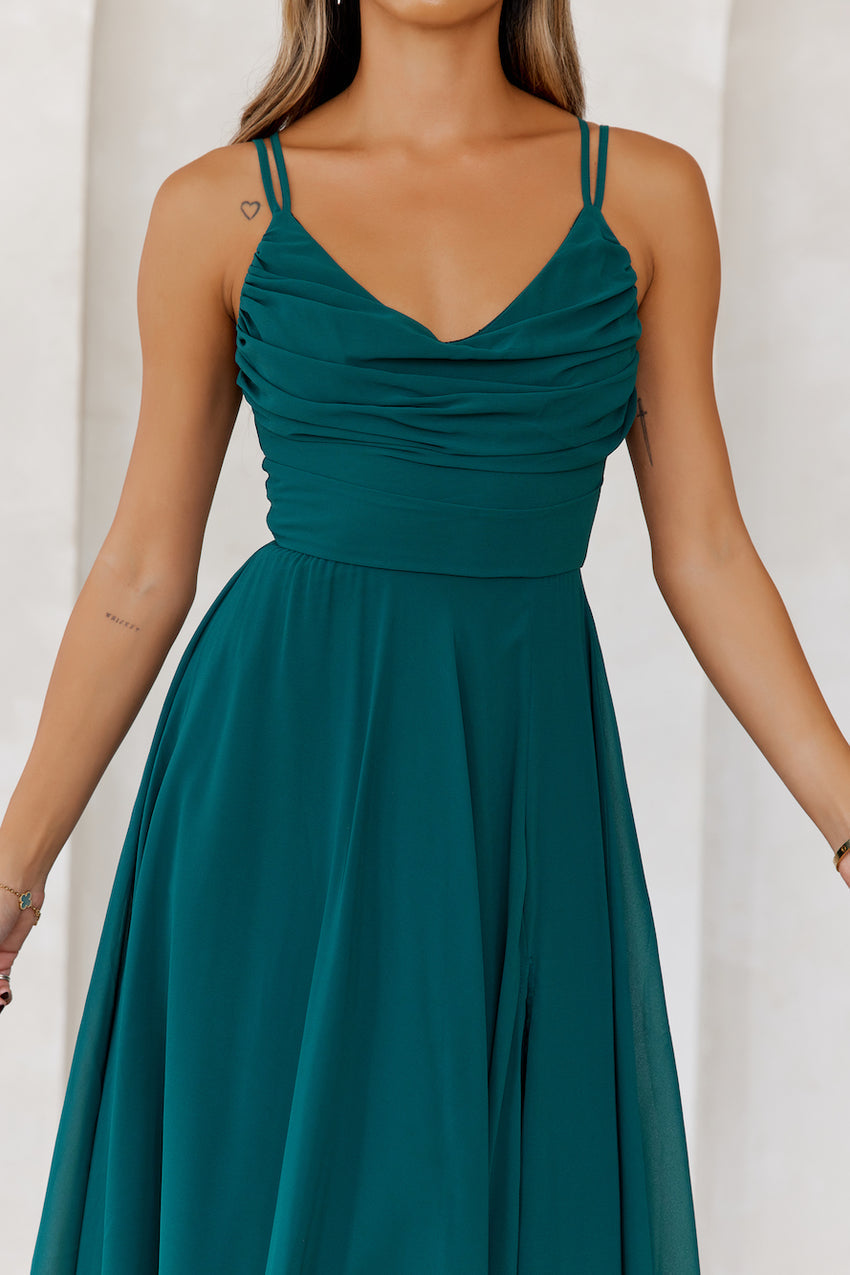 Frosted Bloom Maxi Dress Green