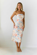 Magic Muse Strapless Midi Dress Peach