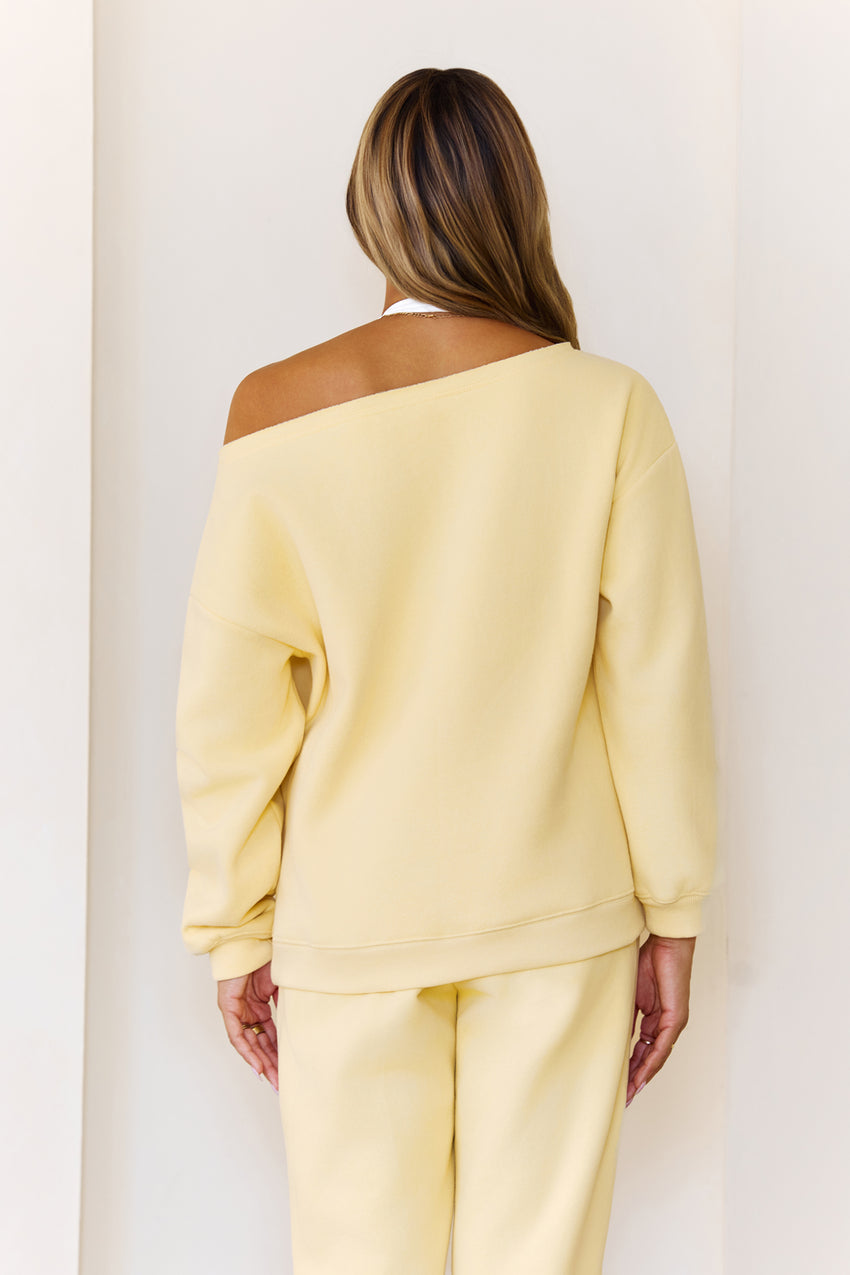 BASE Fleece Off Shoulder Sweatshirt Butter