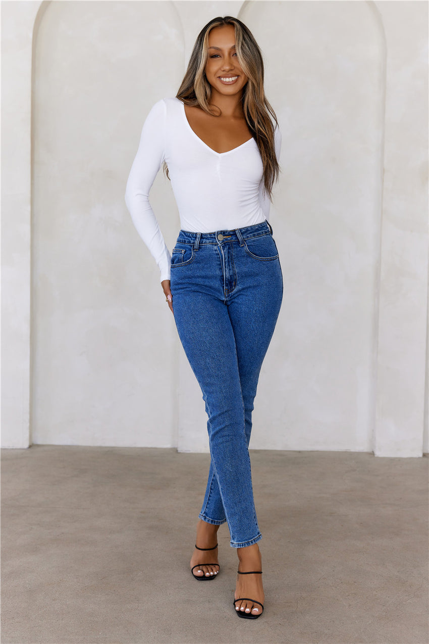 BASE The Flatter Me Long Sleeve Ribbed Bodysuit White