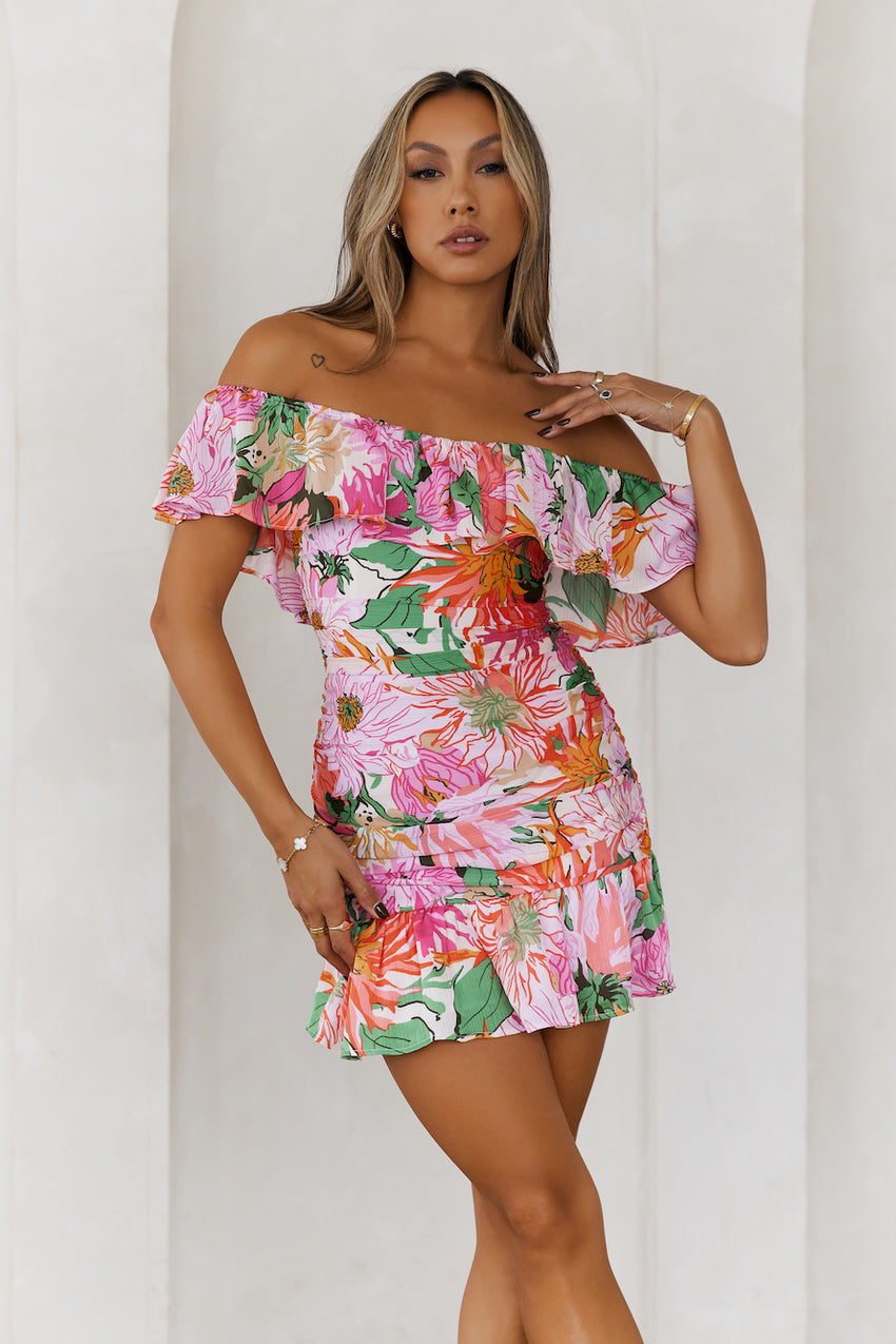 It's Party Time Off The Shoulder Mini Dress Pink
