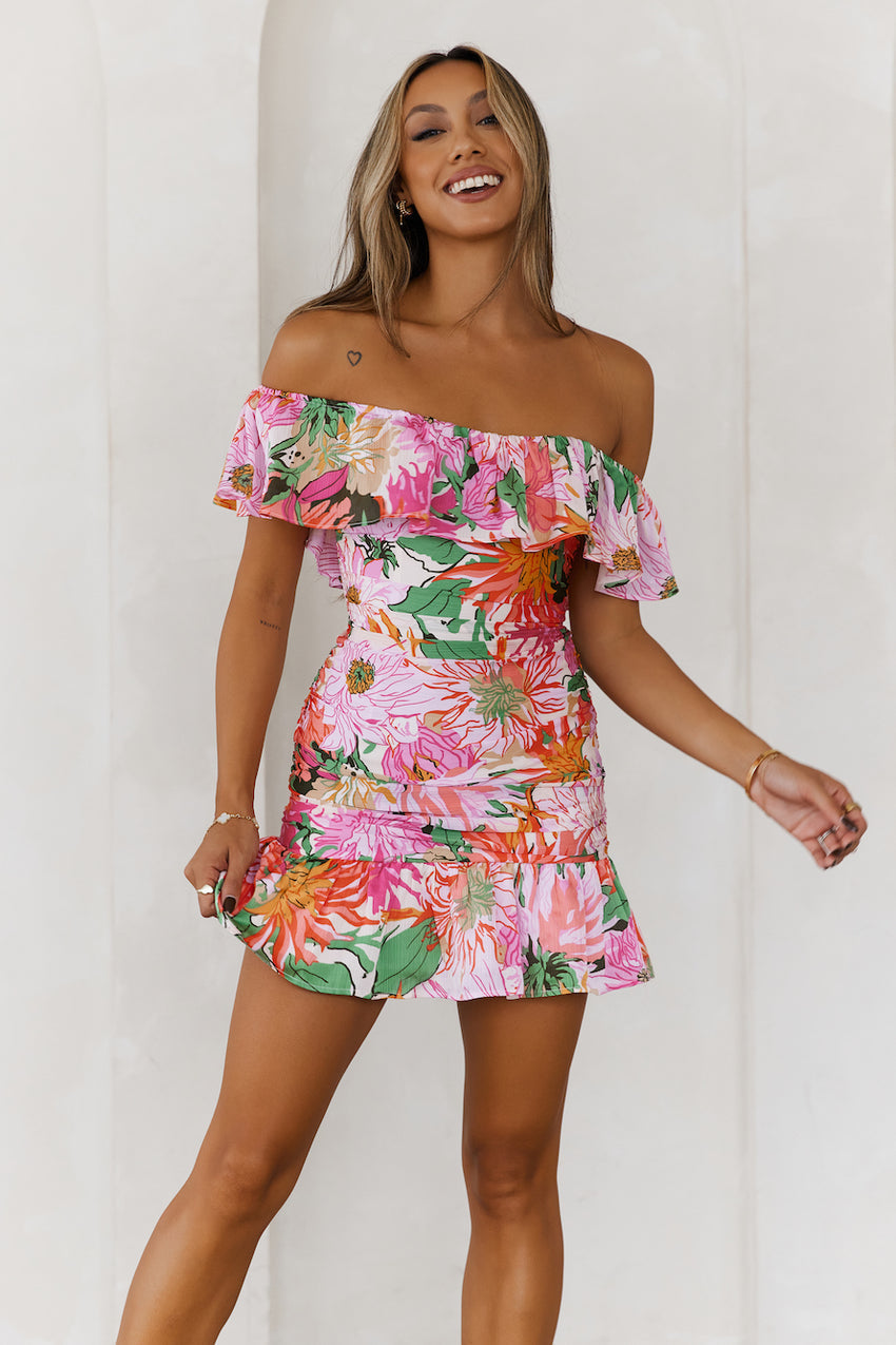 It's Party Time Off The Shoulder Mini Dress Pink