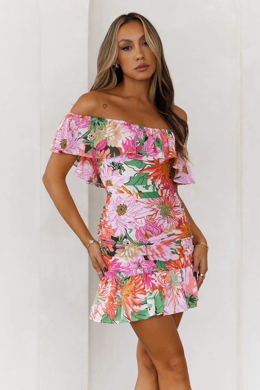 It's Party Time Off The Shoulder Mini Dress Pink