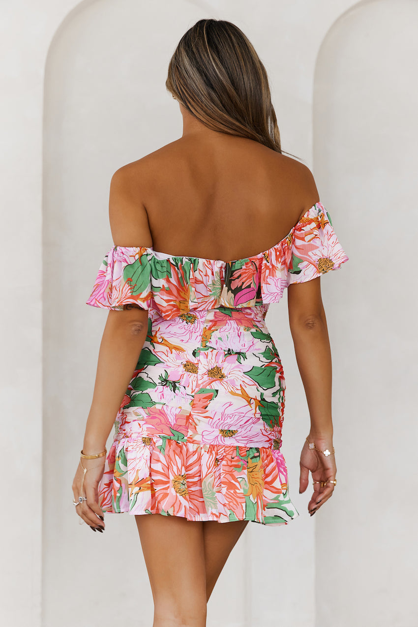 It's Party Time Off The Shoulder Mini Dress Pink