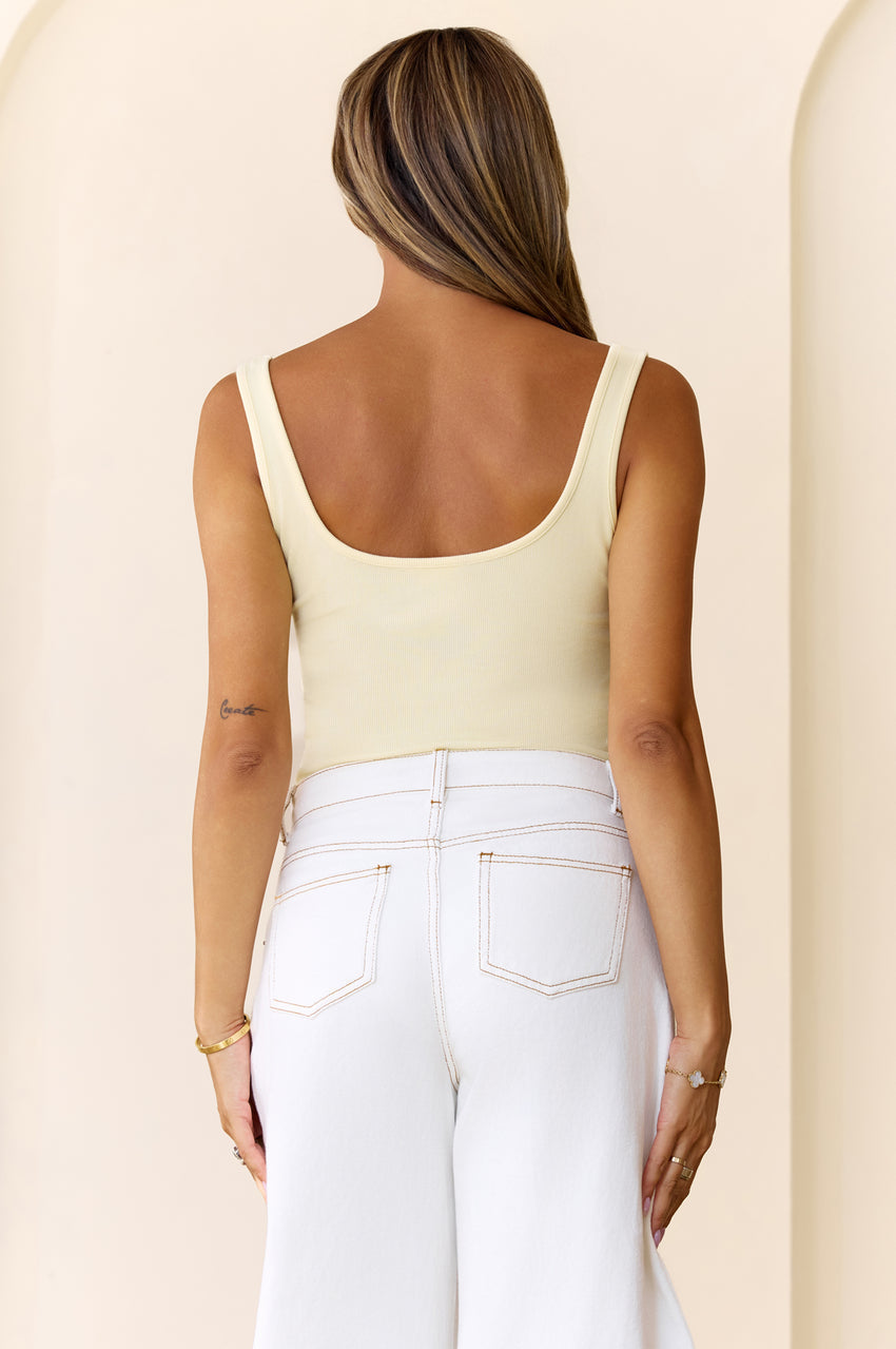BASE Luxe Rib Everyday Staple Singlet Top Yellow