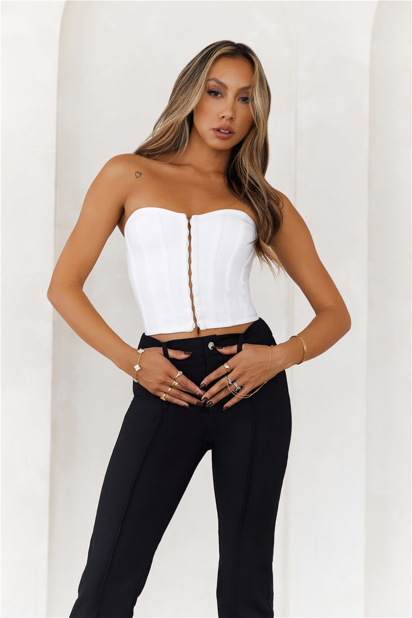 Exposure Bandage Strapless Corset Crop Top White