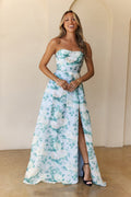 Elegant Essence Strapless Maxi Dress Blue