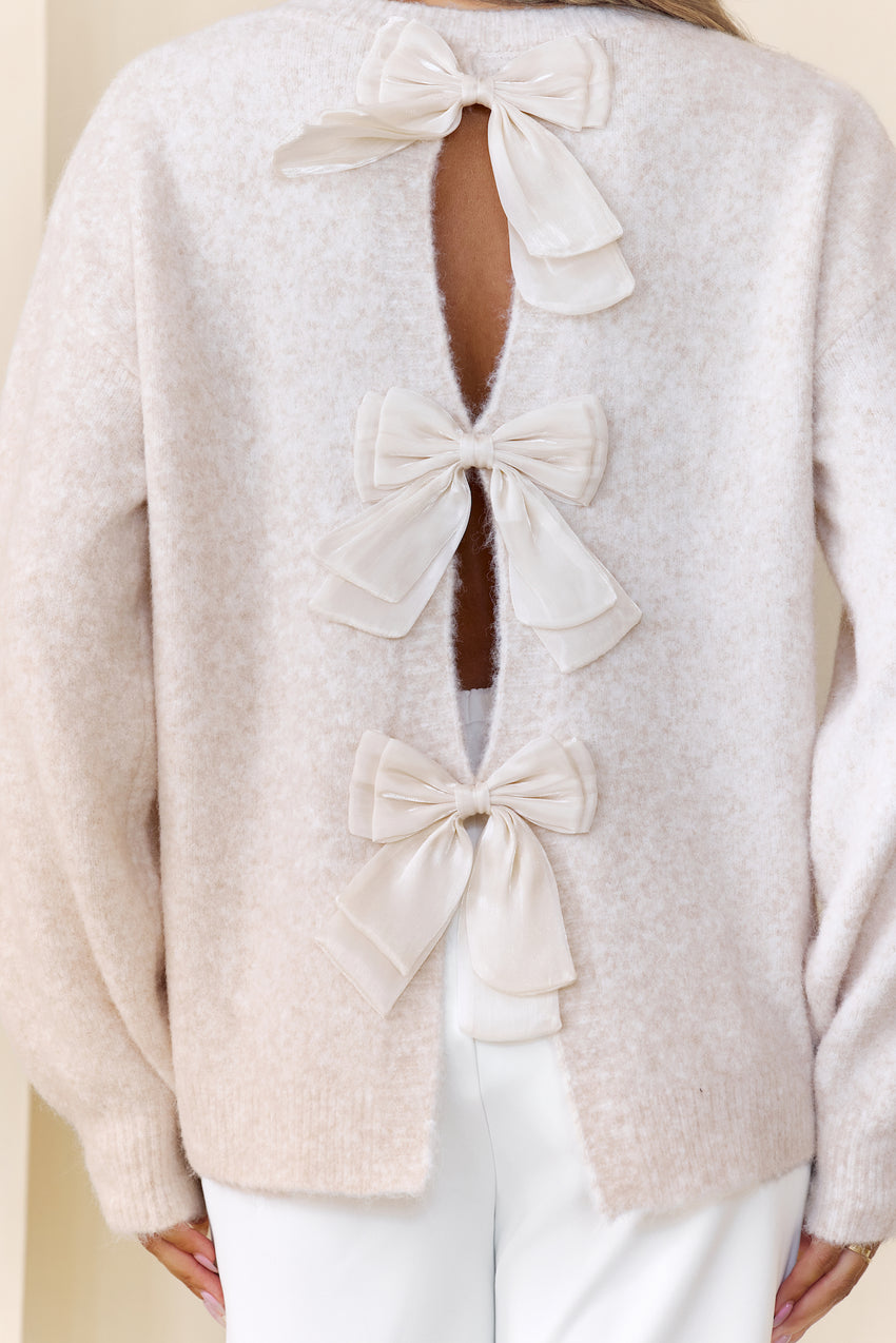 Detailed Back Knit Sweater Oatmeal
