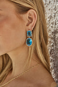 18k Gold Plated Sapphire Love Earrings Gold