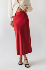 Tory Satin Maxi Skirt in Red