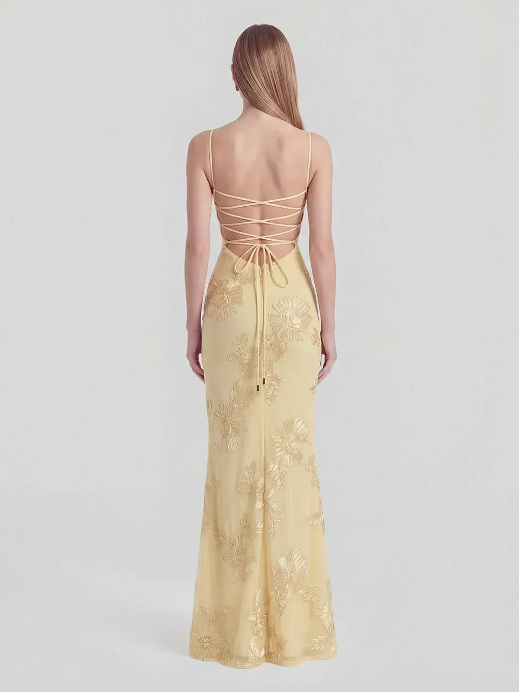 3D Floral-Embellished Corset Gown