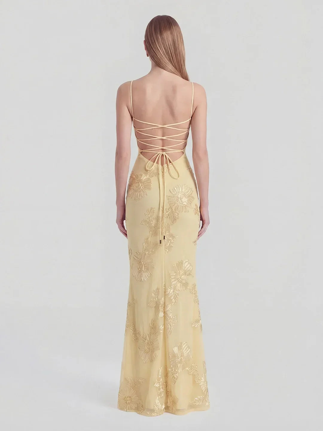 3D Floral-Embellished Corset Gown