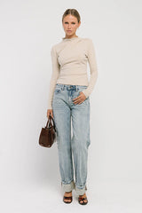 Alice Mock Neck Top in Natural